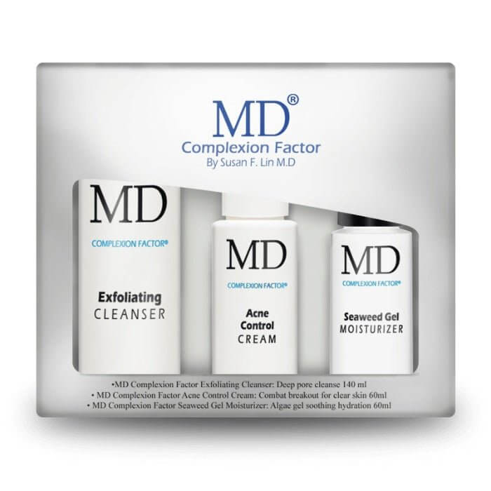 MD Skin Acne Kit with Cleanser, Acne Cream, and Seaweed Gel Moisturizer – complete skincare system for acne treatment