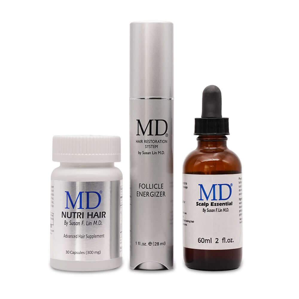 MD Hair Restoration Kit – 3-step system with Nutri Hair, Follicle Energizer, and Scalp Essentials for thinning hair and hair loss support

