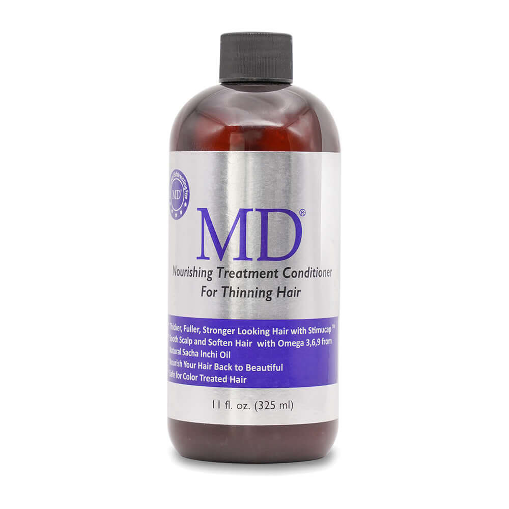 Front panel of MD® Revitalizing Treatment Conditioner – nutrient-rich formula for thinning hair, part of the MD Hair system for hydration and repair